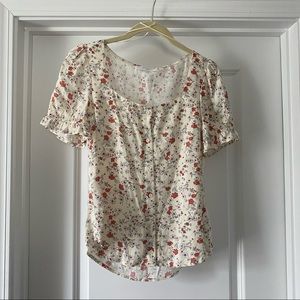 Floral Ballon Sleeve Top: Like NEW